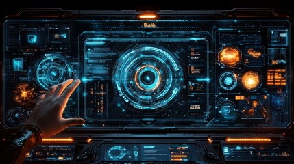 Futuristic User Interface Display with Advanced AI Language Model and Adaptability Features