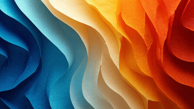 Top view of colorful paper spines in a wave shape. Abstract illustration,