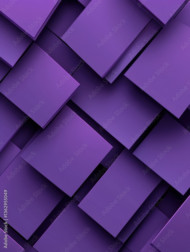 Poster abstract composition of purple geometric squares creating a modern and elegant background with dynam