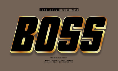 Luxury 3D black gold text effect with bold boss style.