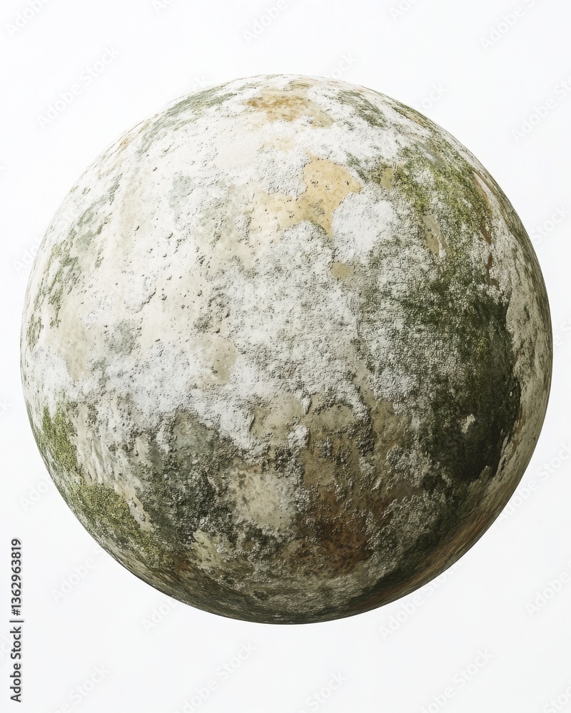 Poster textured sphere with organic patterns and earthy tones against a clean white background for design e