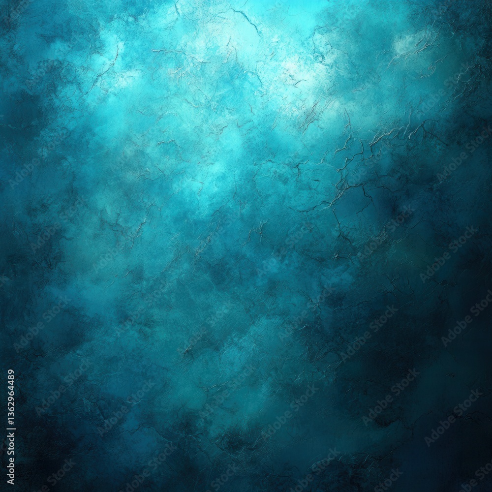 Poster abstract teal texture with cracked pattern and bright center creating a serene and calming visual mo