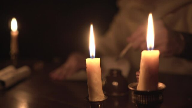 Middle Ages Quill Pen Writing