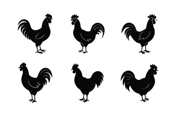 vector illustration black silhouette of a rooster