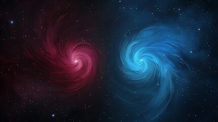 Obraz premium Cosmic Dance: Dual Nebulae Swirling in Deep Space AI Generated