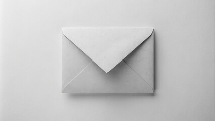 A single, sealed light gray envelope rests on a plain white surface