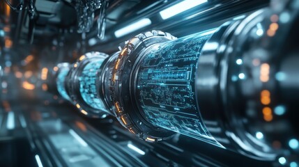 Fototapeta premium Futuristic Technology, Cybernetic Core Data Streams