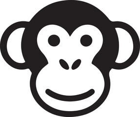 monkey head icon flat and minimal vector art illustration on a white background.
