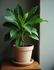 Obraz premium A potted plant sitting on top of a wooden table