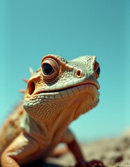 Fototapeta premium A close up of a lizard with a blue sky in the background