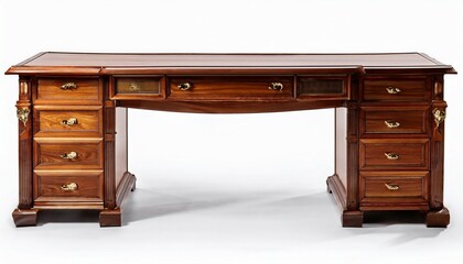 Fototapeta premium classic wooden executive desk with detailed finishes isolated on white background