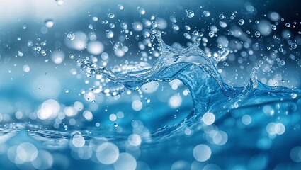 Water droplets create dynamic splashes in a tranquil blue environment showcasing natural beauty and fluid motion