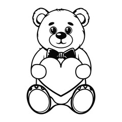 A cute brown teddy bear cartoon vector illustration with a bow, a fun animal toy