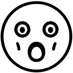 Fototapeta premium Surprised face emoji with wide eyes and open mouth on a white background in a simplistic style