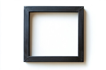 A close up of a black frame on a white wall