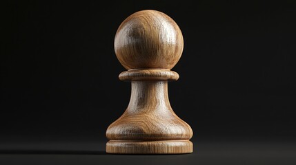 Single wooden chess pawn on black background. (1)
