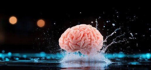 Brain thinking concept glowing innovation