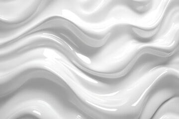 Fototapeta premium Smooth flowing white liquid surface with elegant waves and glossy reflections for cosmetic and food applications
