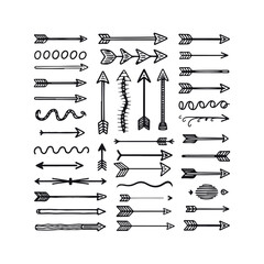 Set of black hand drawn arrows