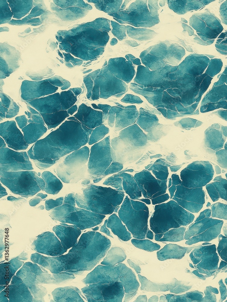 Aufkleber serene ocean surface abstract with turquoise water and white foam artistic texture for background de