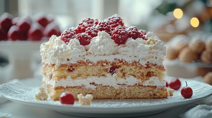 A Delectable Slice of Raspberry Cake: A Festive Delight