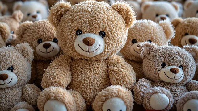 Teddy bears sitting close together