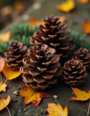 A bunch of pine cones sitting on top of a table