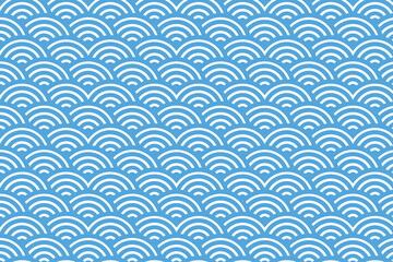 Seamless traditional Japanese wave pattern in blue. Elegant and timeless design suitable for backgrounds, textiles, wallpaper, and packaging.