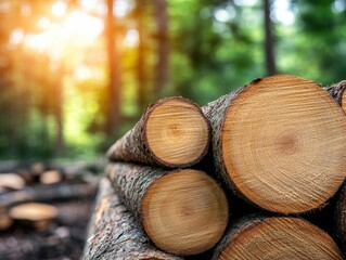 A stack of neatly cut logs. Generative AI