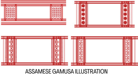 Traditional Assamese Gamusa Illustration collection – Symbol of Culture and Heritage