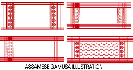 Traditional Assamese Gamusa Illustration collection – Symbol of Culture and Heritage