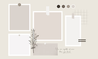 Earthy Tones Mood Board Background &ndash; Minimalist Aesthetic Stickers