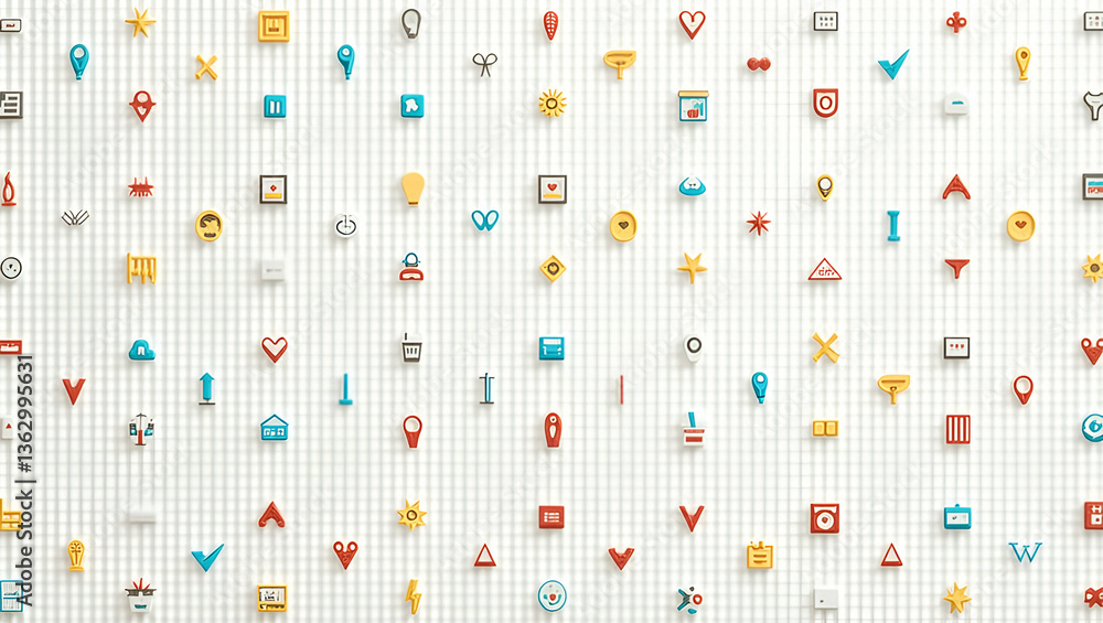 Poster flat create contemporary tile design with vibrant local icons isolated white spaces and smooth repea