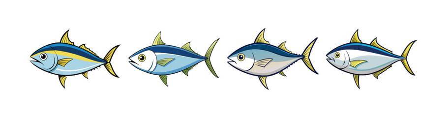 Obraz premium Set of Dynamic Albacore Fish Colorful Artwork