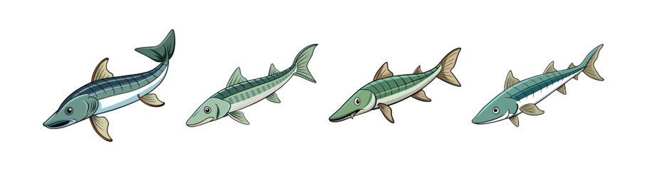 Set of Baikal Sturgeon with Realistic Color and Detail