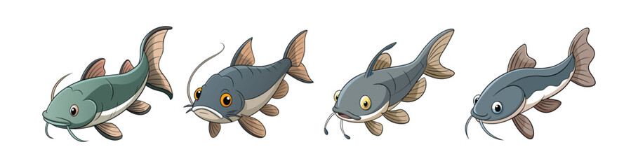 Fototapeta premium Set of Bali Catfish with Realistic Coloration Details