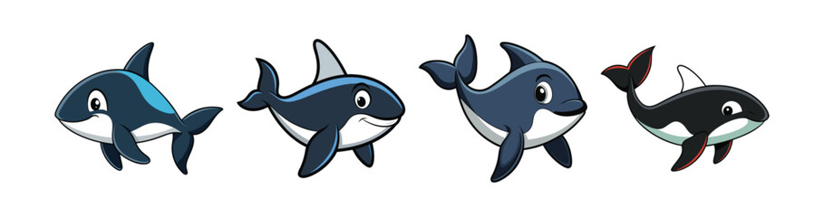 Set of Striking Blackfish Underwater Artistic Representation