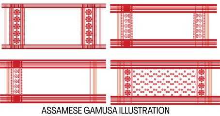 Traditional Assamese Gamusa Illustration collection – Symbol of Culture and Heritage