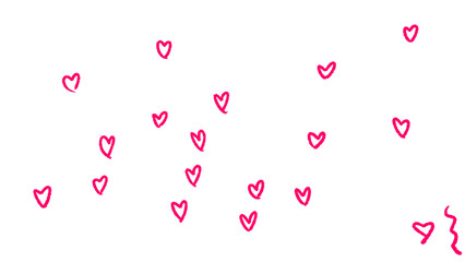 pink hearts on white