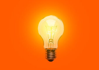 light bulb with orange background