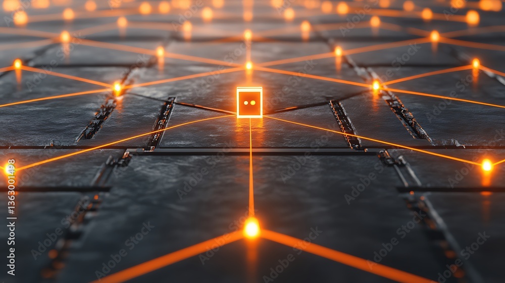 Poster Interconnected nodes with glowing lines represent complex network structure