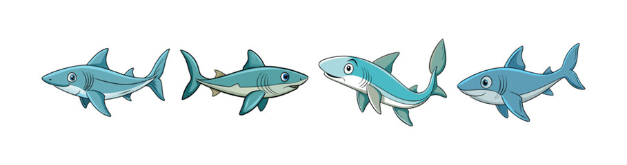 Obraz premium Set of Dynamic Dogfish Colorful Artwork