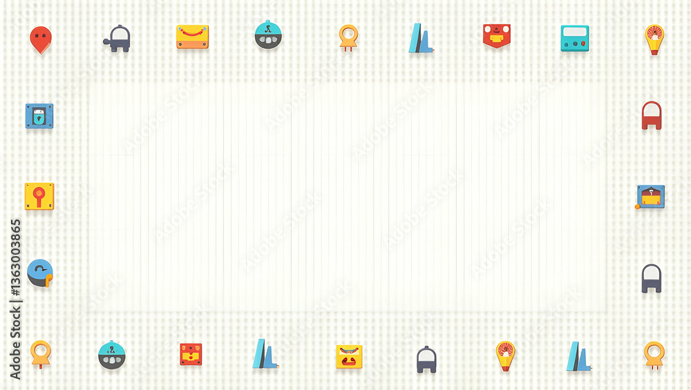 Poster flat create contemporary tile design with vibrant local icons isolated white spaces and smooth repea