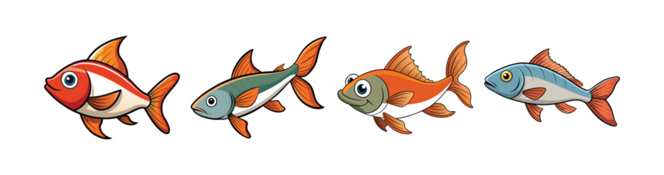 Set of Impressive Flagtail in Colorful Underwater Art