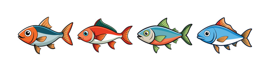 Set of Dynamic Fusilier in Colorful Marine Artwork