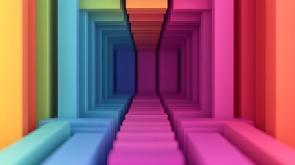 Obraz premium Vibrant geometric patterns digital space abstract art colorful environment perspective view creative design