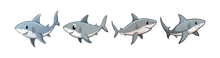 Obraz premium Set of Grey Reef Shark with Striking Realistic Colors