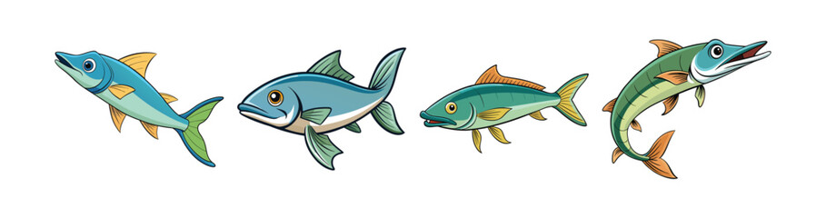 Set of Halfbeak with Bright Realistic Coloration