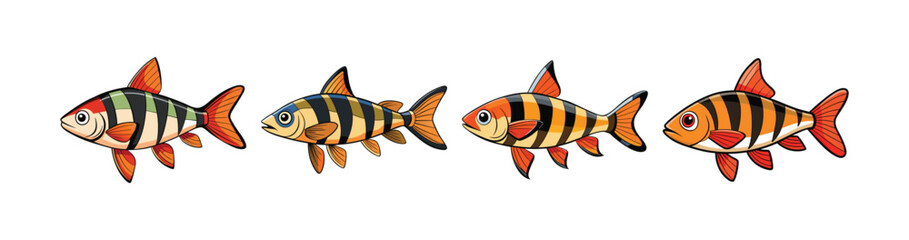 Set of Harlequin Rasbora with Vibrant Realistic Colors