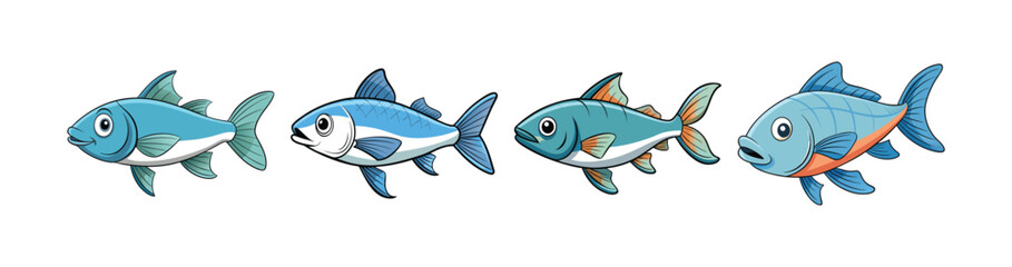 Set of Vivid Hoki in Marine Environment Artwork